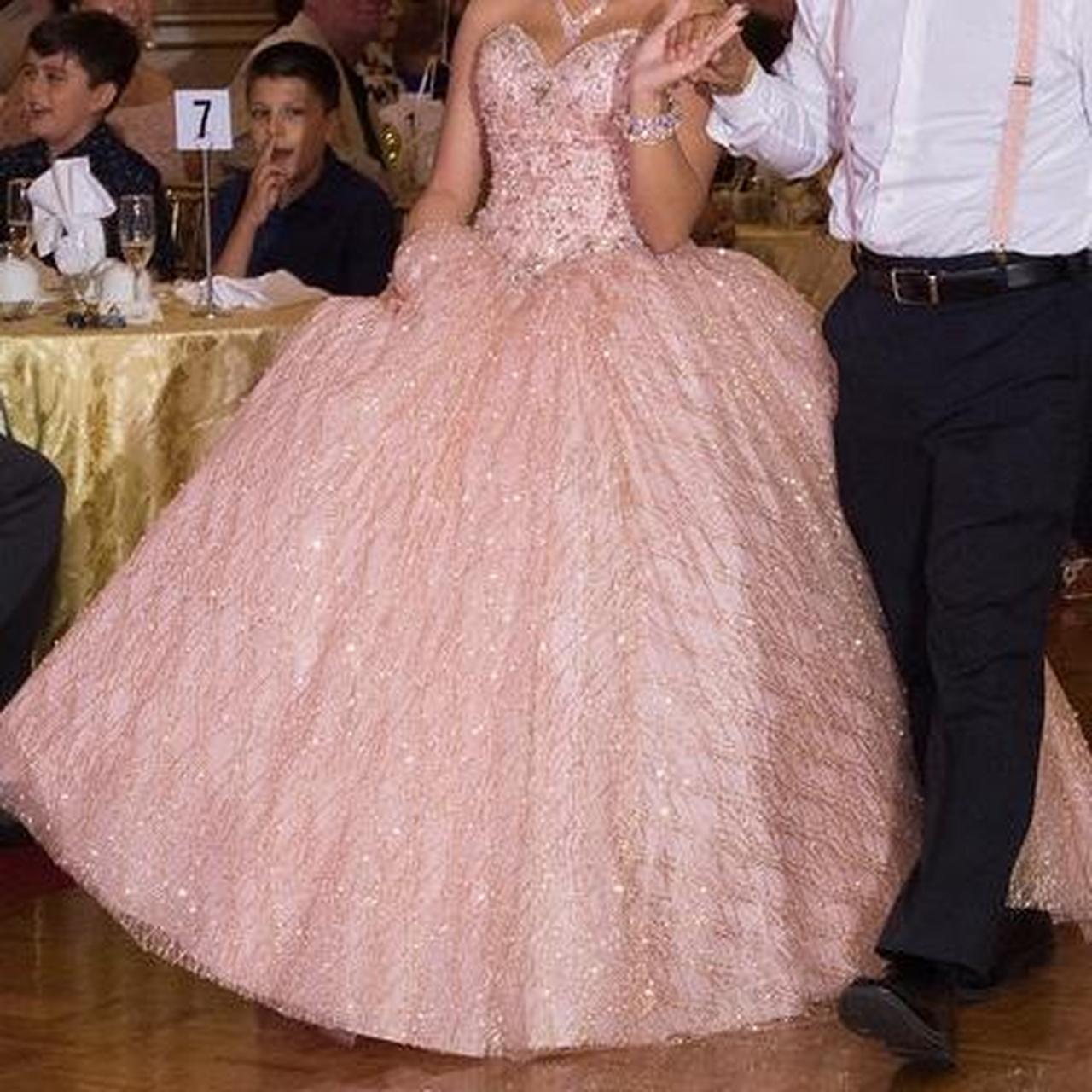 Vintage Pink Sequin Sweet 16 Quinceanera A-Line Strapless Floor-length Prom Dress Birthday Dress Evening Dress Ball Gown TP4651