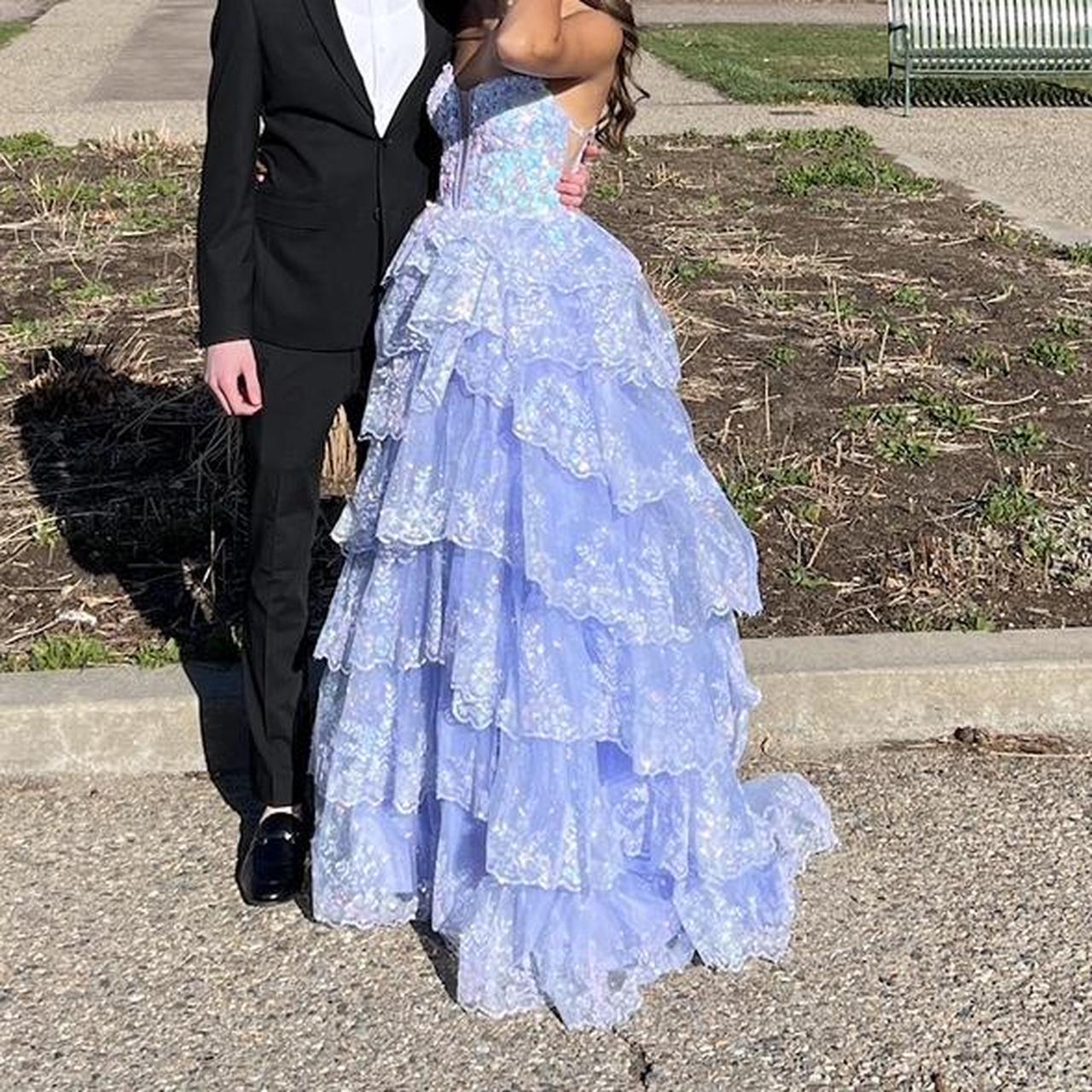 Vintage Shiny Sequin A-Line Prom Dress Spaghetti Strap Tiered Evening Dress Long Formal Dress TP4640