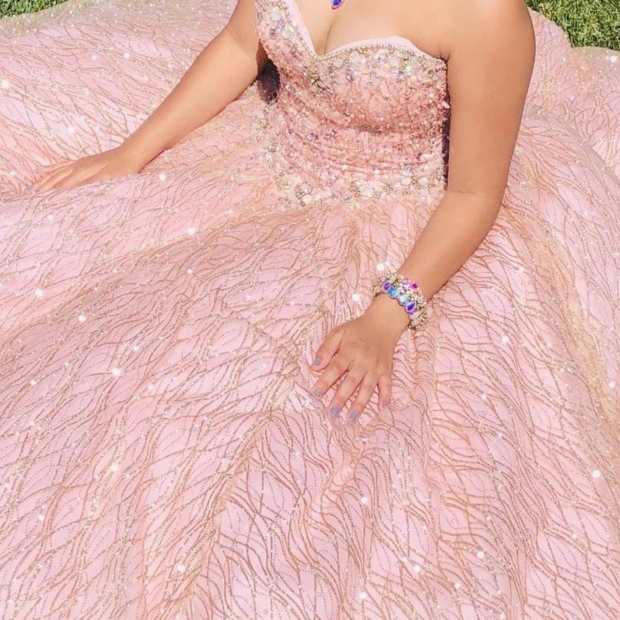 Vintage Pink Sequin Sweet 16 Quinceanera A-Line Strapless Floor-length Prom Dress Birthday Dress Evening Dress Ball Gown TP4651