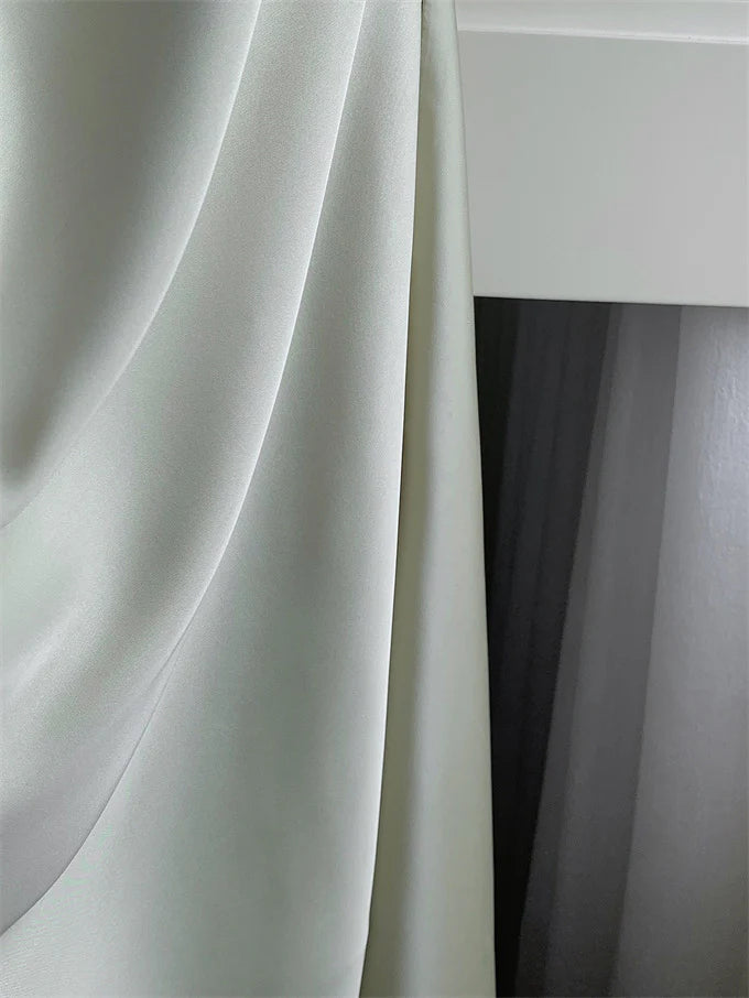 Vintage Sage Green Ruffle Mermaid Satin Long Prom Dress Party Dress Evening Dress TP4495