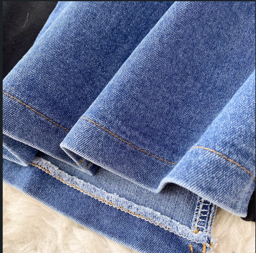 Fashion Design Sense Crew Neck Short Sleeve Patchwork Denim Dress TP2829