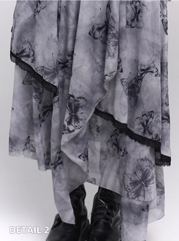 Fashion Butterfly Pattern Gothic Style Bell Sleeve Design Long-sleeved Dress TP2933