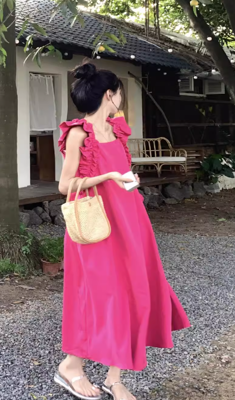 Cute Stylish Rose Pink Casual Loose Women Dress TP2999