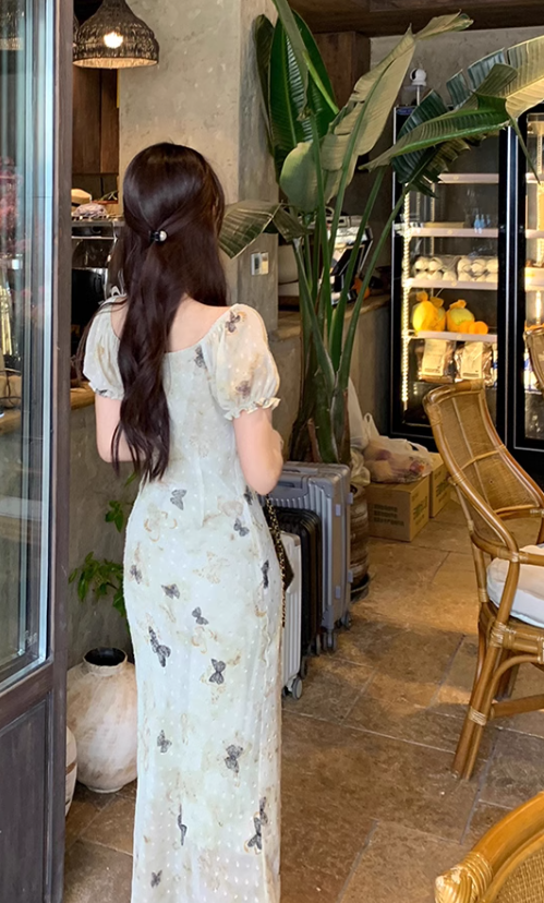New Fashion Butterfly Design Short Sleeve Casual Floral Dress TP3016