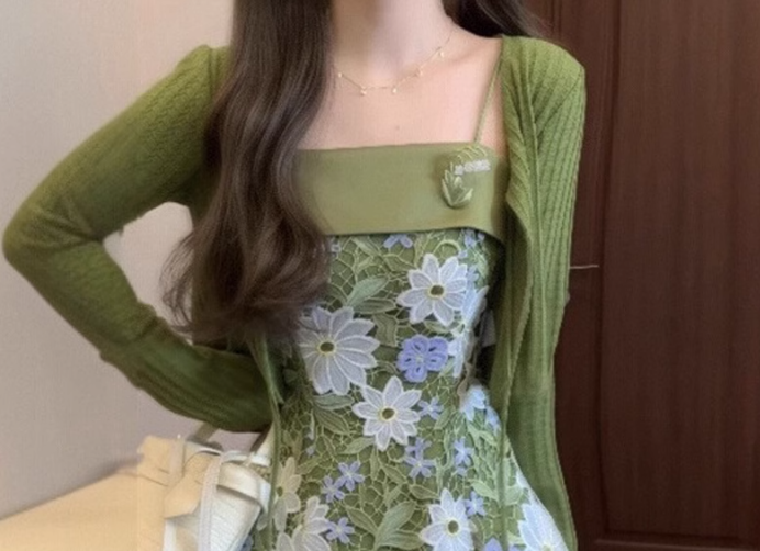 New Simple Short Sleeves Floral Design A-Line Dress TP3039