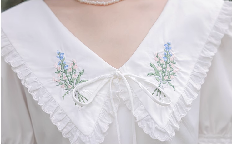 Simple Elegant Floral Design Short Sleeves Women Long Dress TP3064