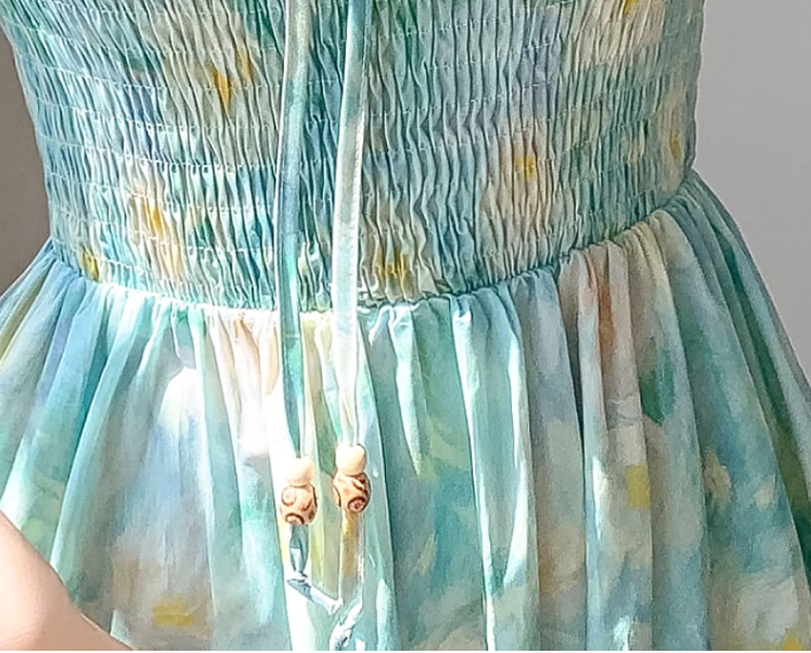 Simple Elegant Floral Design Short Sleeves Halter Dress TP3071