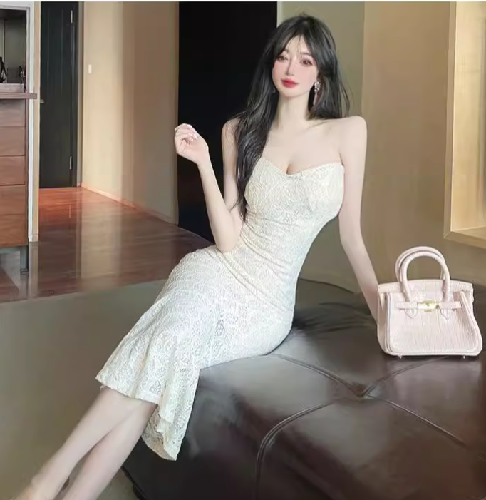 Simple Fashion White Design A-Line Strapless Mermaid Dress TP3139