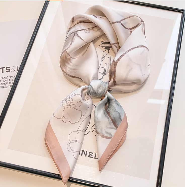 Vintage Elegant Floral Design Versatile Soft Fabric Silk Scarf TP3163