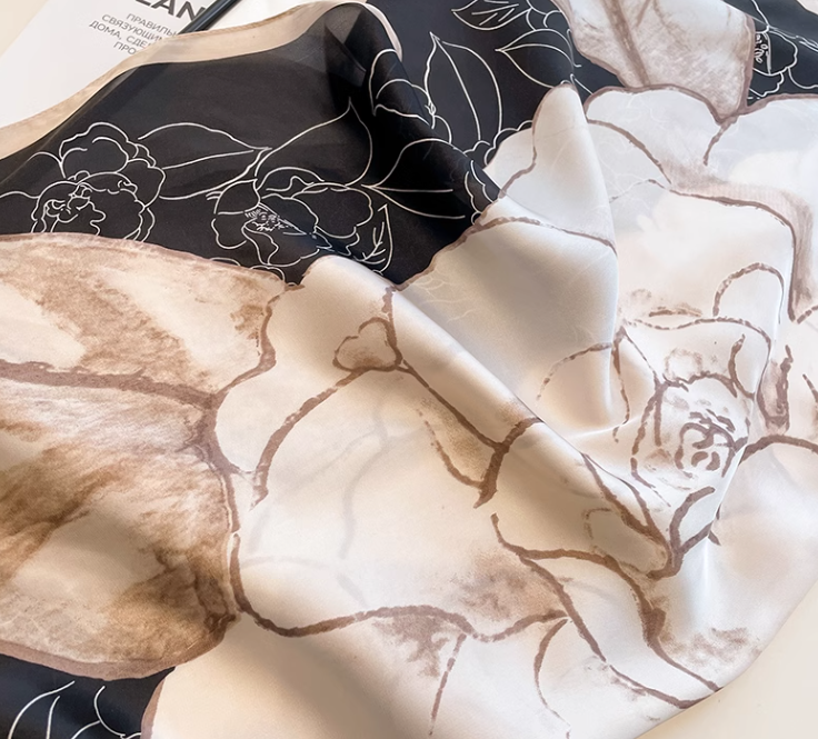 Vintage Elegant Floral Design Versatile Soft Fabric Silk Scarf TP3163