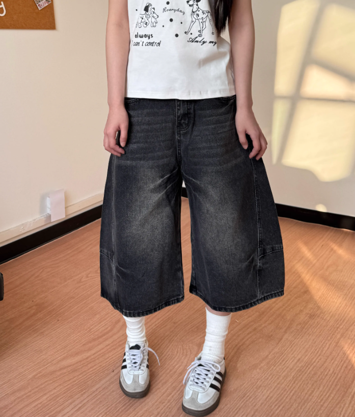 Simple Street-style Design Loose-fitting Long Casual Denim Pants TP3220