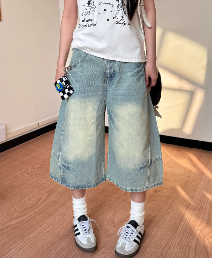 Simple Street-style Design Loose-fitting Long Casual Denim Pants TP3220
