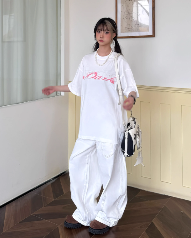New Fashion White Loose-fitting Multi-pocket Design Street-style Long Casual Pants TP3224