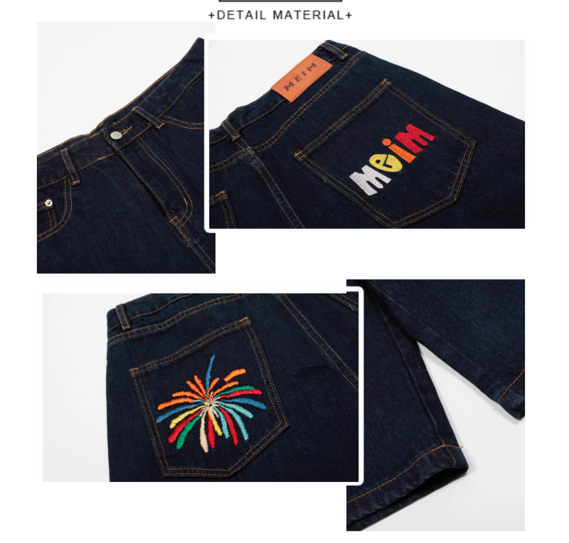 New Fashion Loose-fitting Letter Embroidery Design Street-style Casual Cropped Pants TP3232