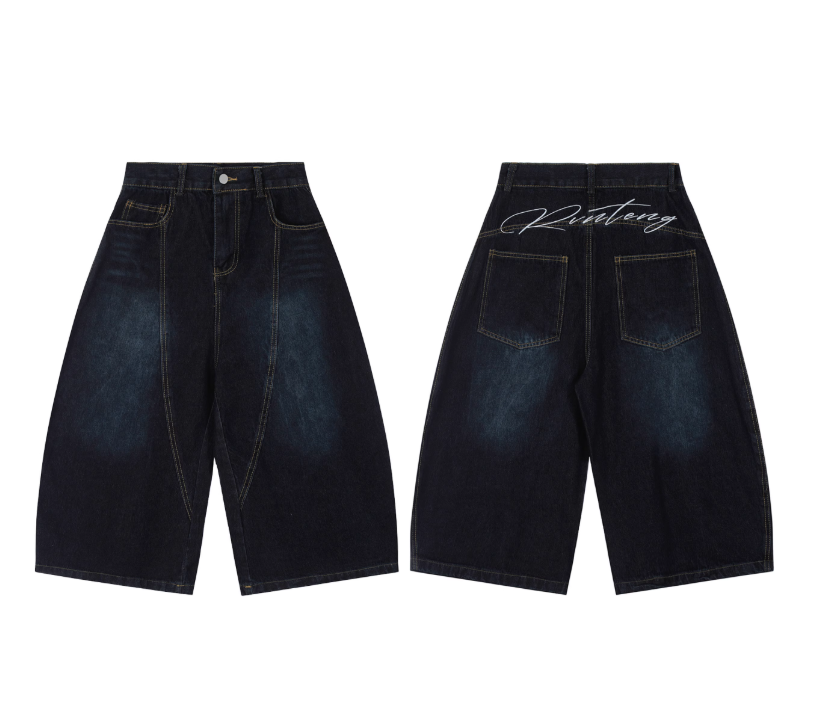 Simple Loose-fitting Letter Embroidery Design Street-style Casual Cropped Pants TP3235