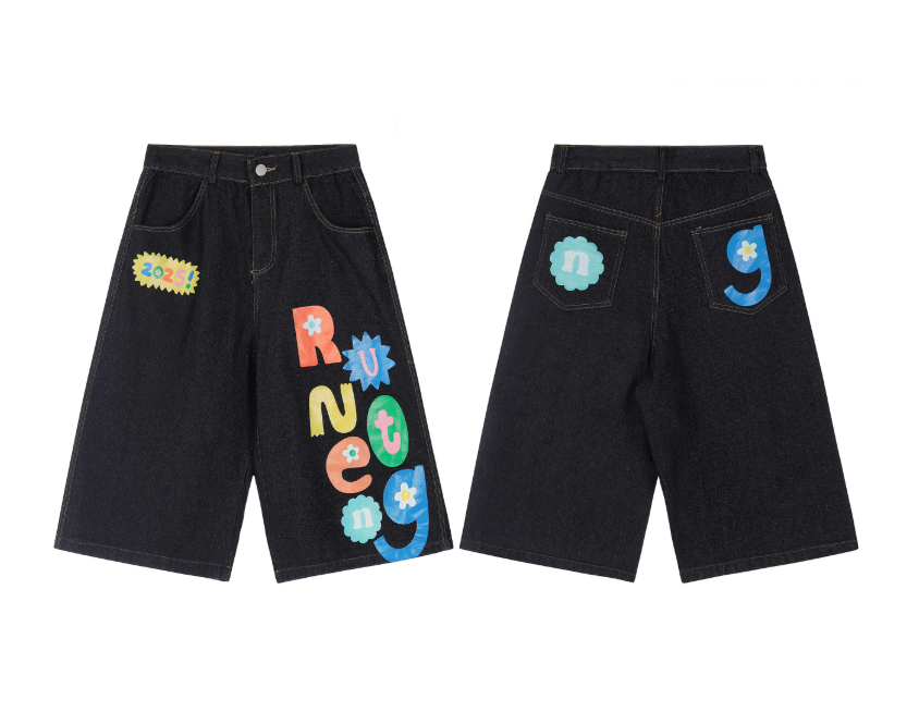 Vintage Loose-fitting Interesting Letter Print Design Street-style Casual Cropped Pants TP3236