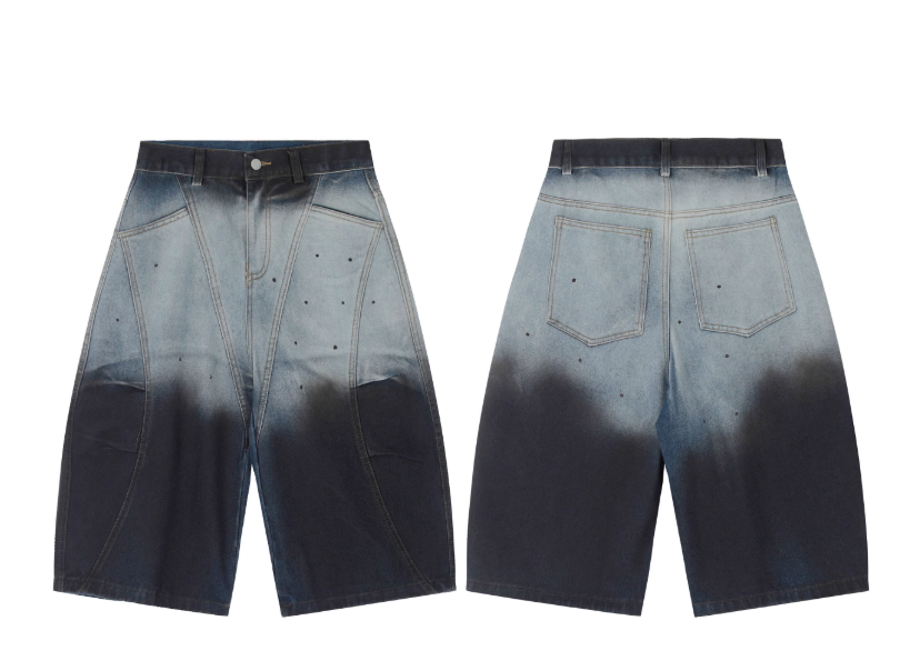 Vintage Loose-fitting Gradient Color Design Street-style Casual Cropped Pants TP3237