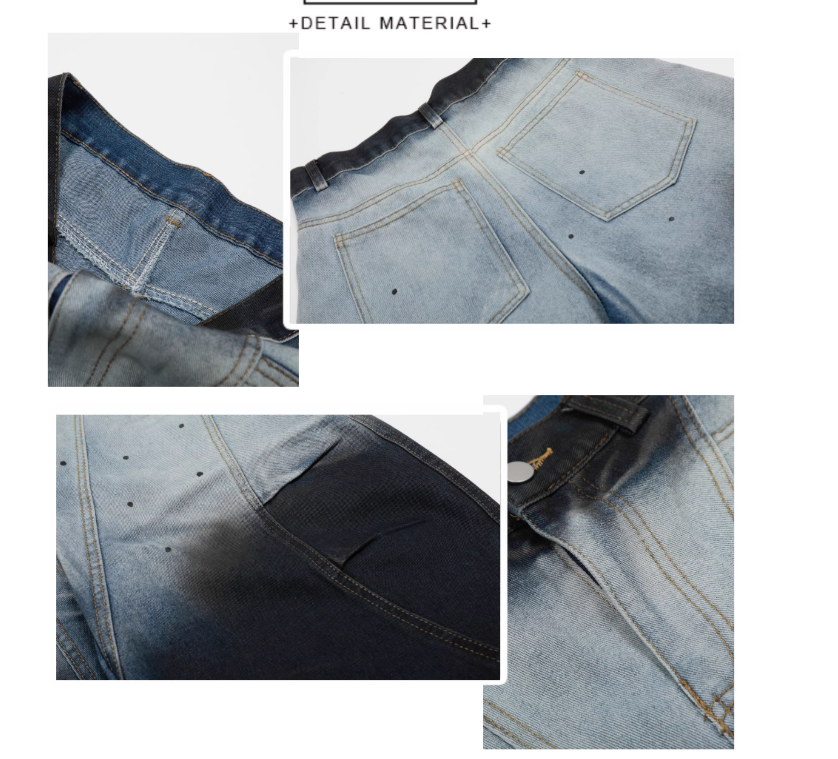 Vintage Loose-fitting Gradient Color Design Street-style Casual Cropped Pants TP3237