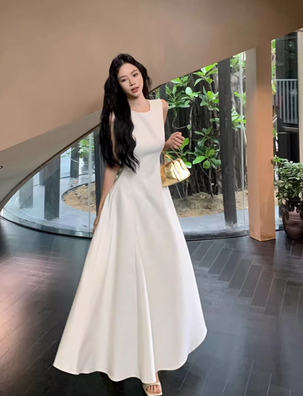 Simple Fashion Pink Design Elegant A-line Sleeveless Women Vest Dress TP3529