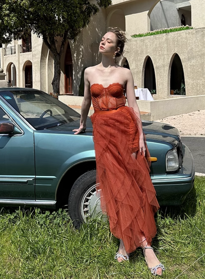 Fashion Sweetheart Sheath Strapless Design A-line Tulle Women Dress TP3880