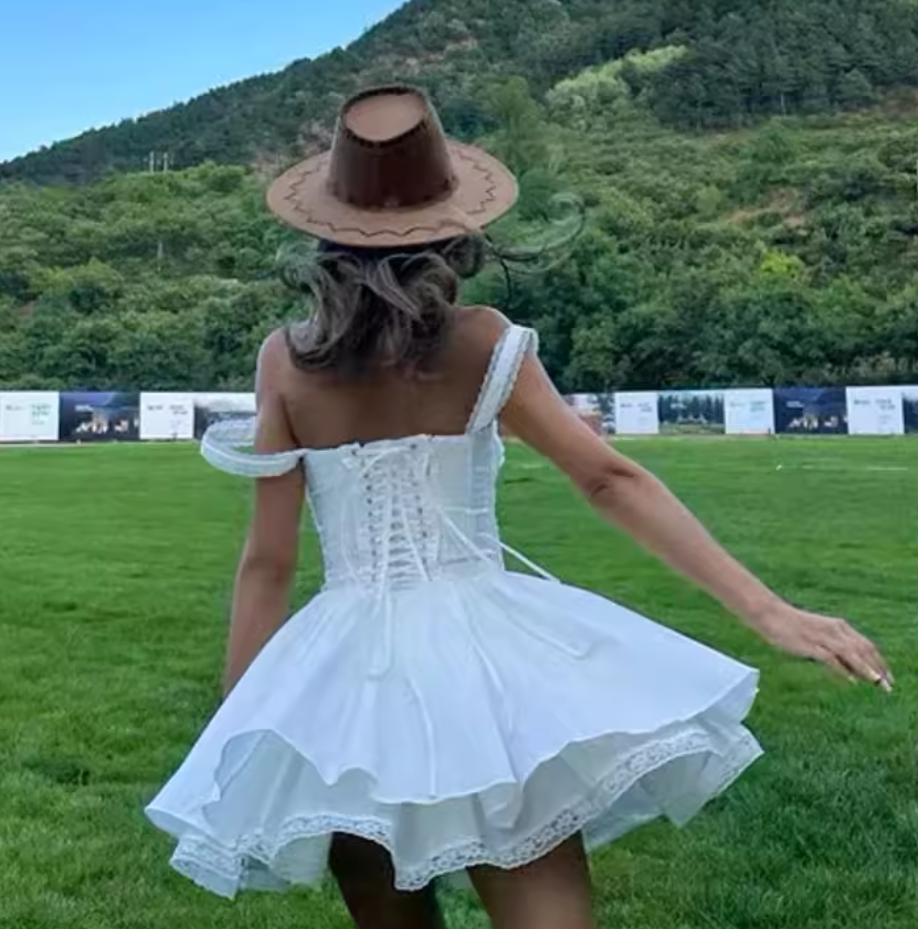 Vintage Sweetheart Ruffled Hem Design Summer Party Dress Homecoming Dress TP3948