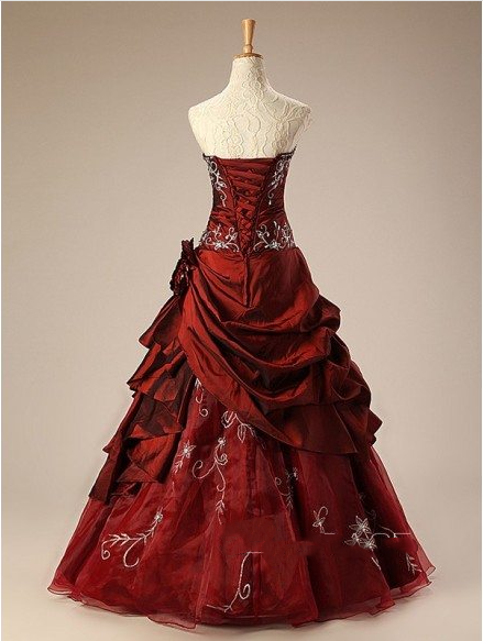 Vintage Burgundy Embroidery Beaded Sweet 16 Quinceanera A-Line Floor-length Prom Dress Birthday Dress Evening Dress Ball Gown TP4642