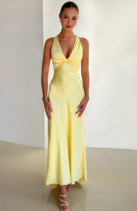 Elegant Satin Prom Dress Sheath Evening Gown Long Party Dress High Slit Formal Dress TP4747