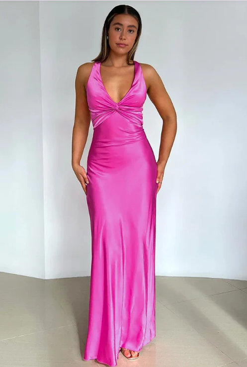 Elegant Satin Prom Dress Sheath Evening Gown Long Party Dress High Slit Formal Dress TP4747