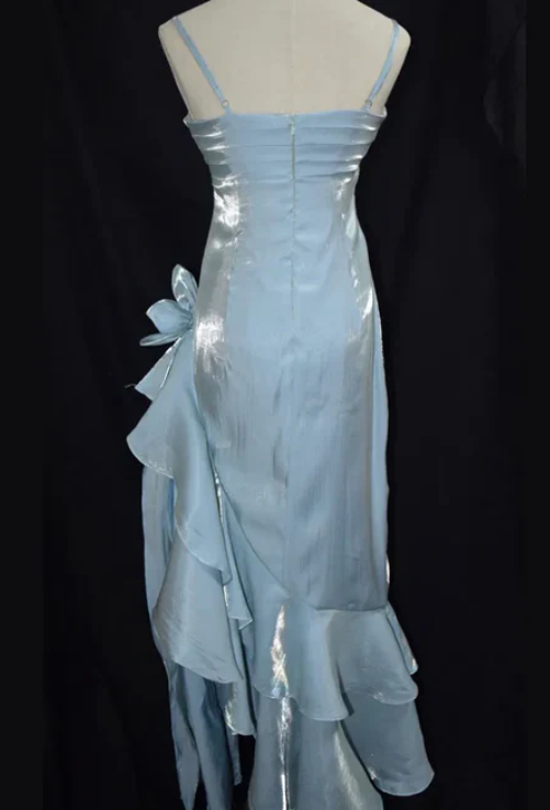 Elegant Chiffon Prom Dress Sheath Evening Gown Party Dress Spaghetti Strap Formal Dress TP4742