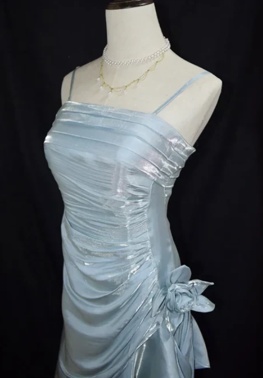 Elegant Chiffon Prom Dress Sheath Evening Gown Party Dress Spaghetti Strap Formal Dress TP4742