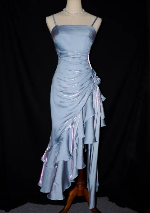Elegant Chiffon Prom Dress Sheath Evening Gown Party Dress Spaghetti Strap Formal Dress TP4742
