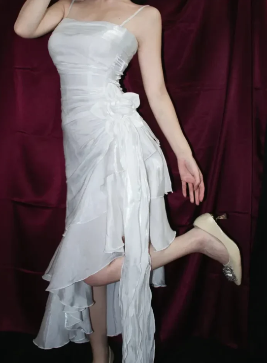 Elegant Chiffon Prom Dress Sheath Evening Gown Party Dress Spaghetti Strap Formal Dress TP4742