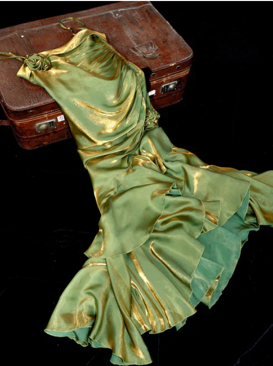 Elegant 3D Flower Satin Prom Dress Mermaid Evening Gown Party Dress Spaghetti Strap Formal Dress TP4741