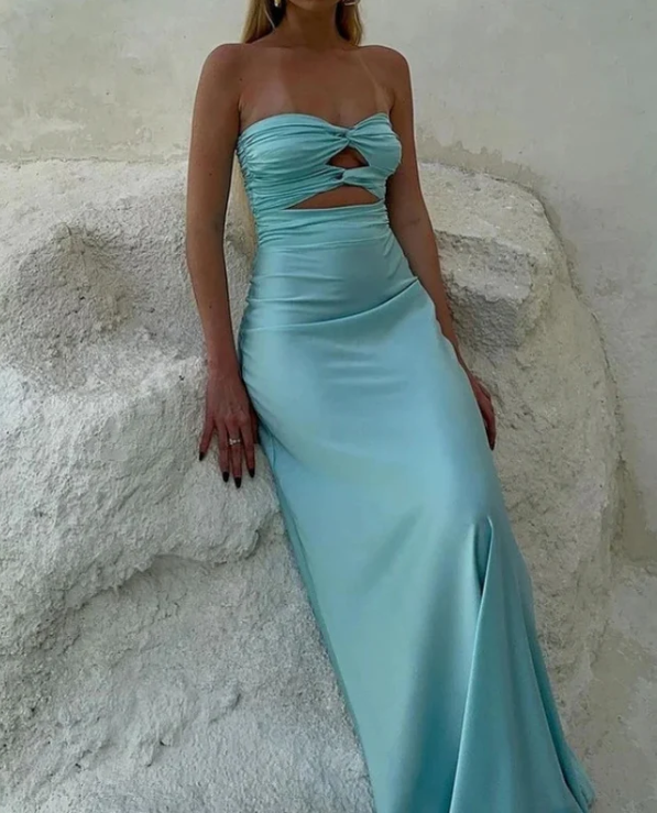 Elegant Aqua Sweetheart Prom Dress Sheath Strapless Evening Gown Party Dress Long Formal Dress TP4739