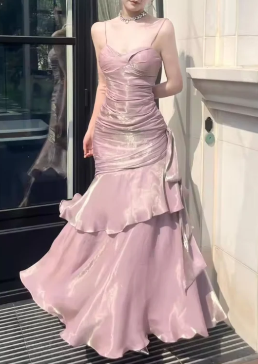 Elegant Satin Sweetheart Prom Dress Mermaid Spaghetti Strap Evening Gown Party Dress Long Formal Dress TP4738