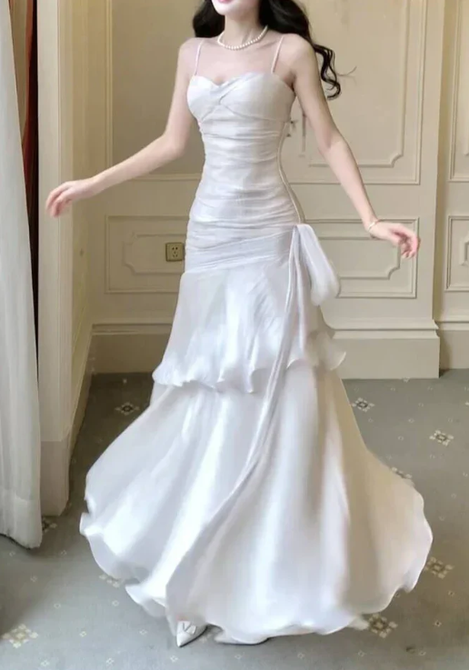Elegant Satin Sweetheart Prom Dress Mermaid Spaghetti Strap Evening Gown Party Dress Long Formal Dress TP4738