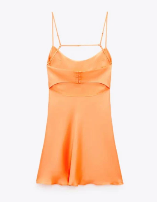 Vintage Orange Chiffon Homecoming Dress Sheath Party Dress Spaghetti Strap Cocktail Dress TP4773