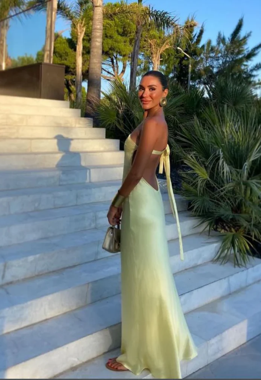 Elegant Yellow Satin Prom Dress One-shoulder Sheath Evening Gown Backless Party Dress Long Formal Dress TP4757