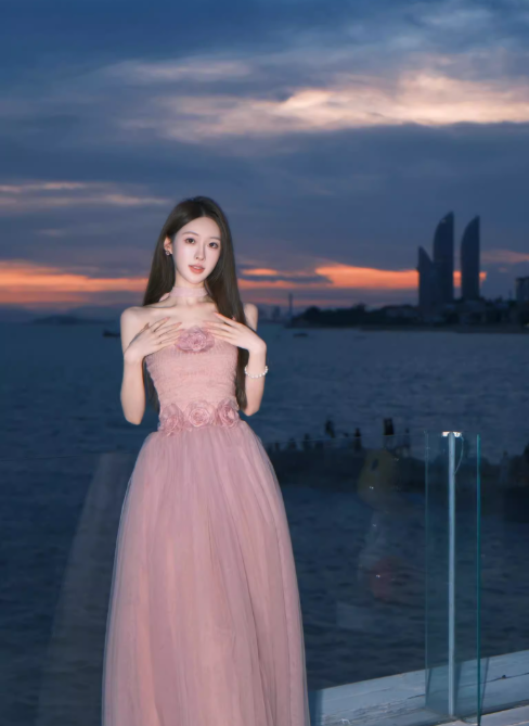 Elegant Pink A-Line Prom Dress Tulle Strapless Evening Gown Party Dress Long Formal Dress TP4794