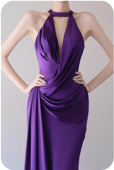 Elegant Purple V-neck Prom Dress Satin Evening Gown Sheath Party Dress Trailing Long Formal Dress TP4840