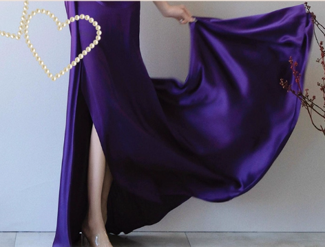 Elegant Purple V-neck Prom Dress Satin Evening Gown Sheath Party Dress Trailing Long Formal Dress TP4840