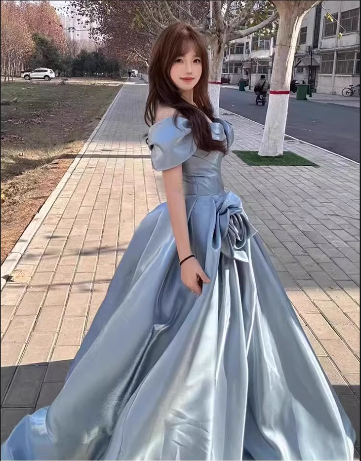Gorgeous 3D Flowers Sweet 16 Quinceanera A-Line Off-the-shoulder Satin Evening Dress Ball Gown TP4918