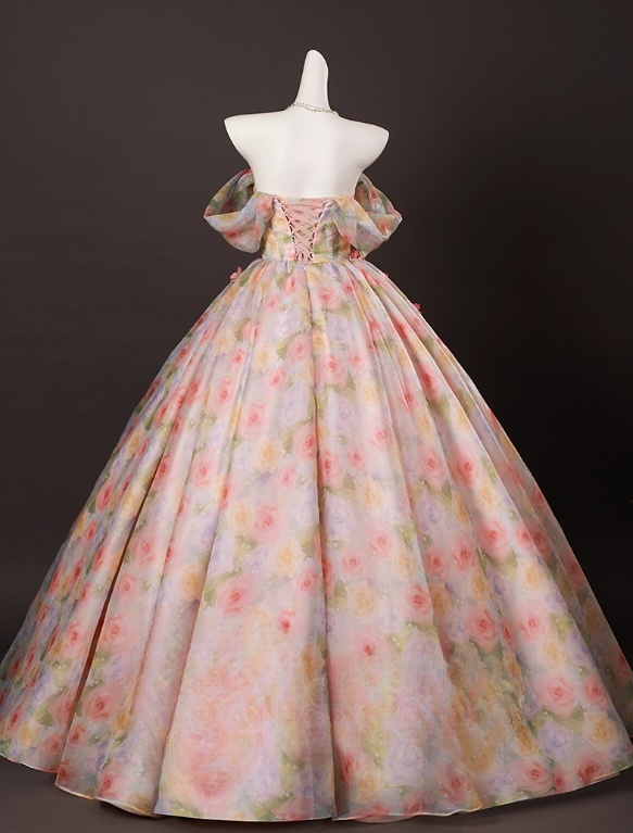 Vintage Floral Tulle Sweet 16 Quinceanera A-Line Off-the-shoulder Evening Dress Long Ball Gown TP5008