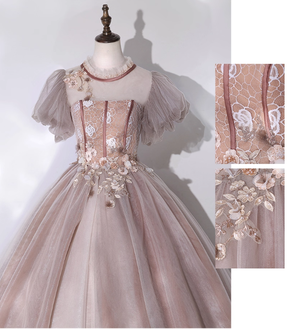 Vintage Applique Tulle Sweet 16 Quinceanera A-Line Evening Dress Long Ball Gown TP5011