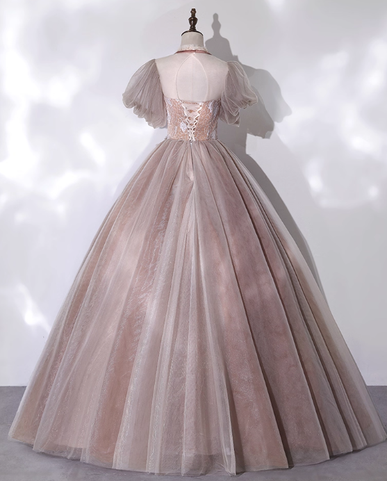Vintage Applique Tulle Sweet 16 Quinceanera A-Line Evening Dress Long Ball Gown TP5011