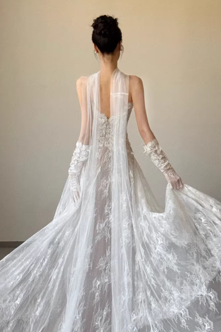 Enchanting Sweetheart Ivory Lace Tulle A-Line Wedding Dress TP5603