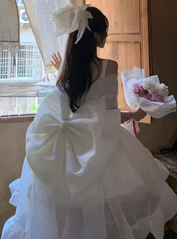 Vintage Ivory Off-the-Shoulder High-Low Tulle Homecoming Dress Party Dress TP5670