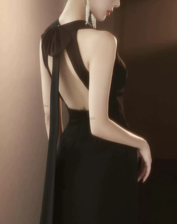 Elegant Black Satin Sleeveless Sheath Evening Dress TP6091