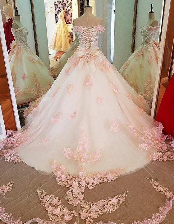 Elegant Sweetheart Pink Applique Sweet 16 Quinceanera A-Line Floor-length Prom Dress Birthday Dress Evening Dress Ball Gown TP4418