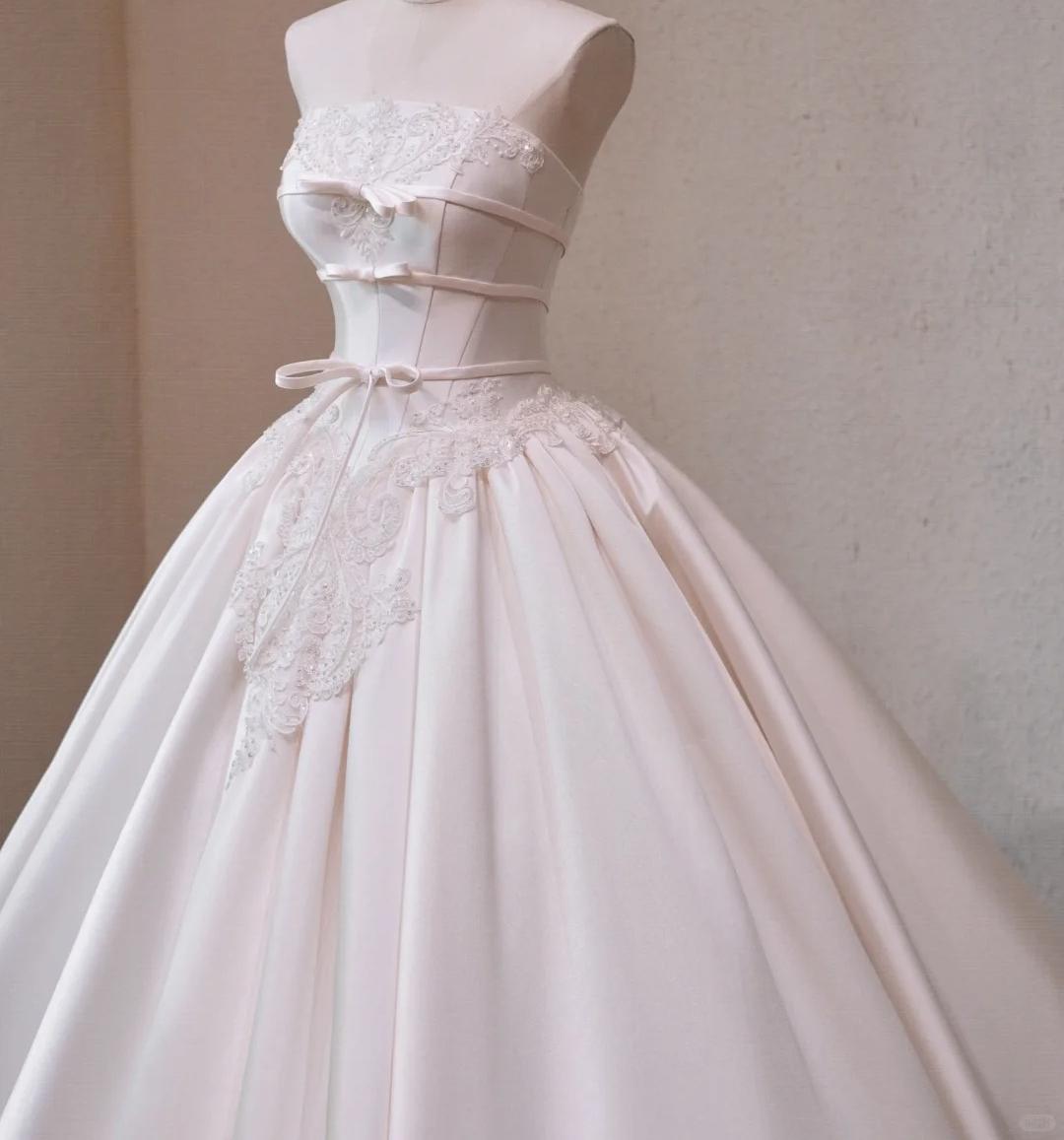 Beautiful Ball Gown Satin Long Off-the-Shoulder Wedding Dress TH095